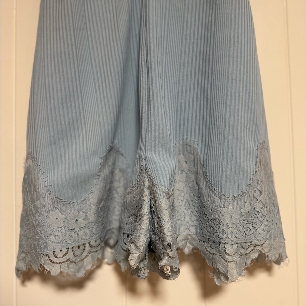 Light Blue Lace Trim Short Jumpsuit - Picture 3 of 10